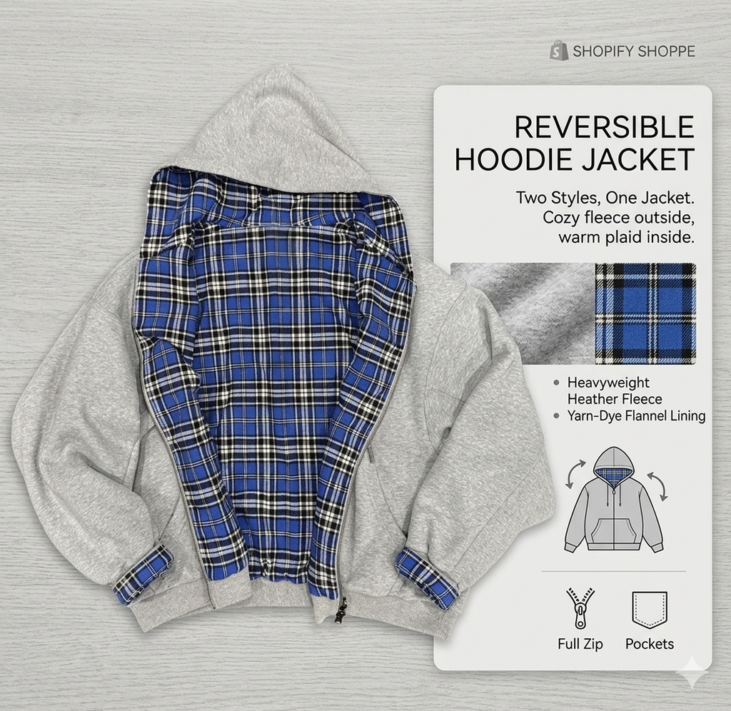 Reversible vintage plaid hoodie
