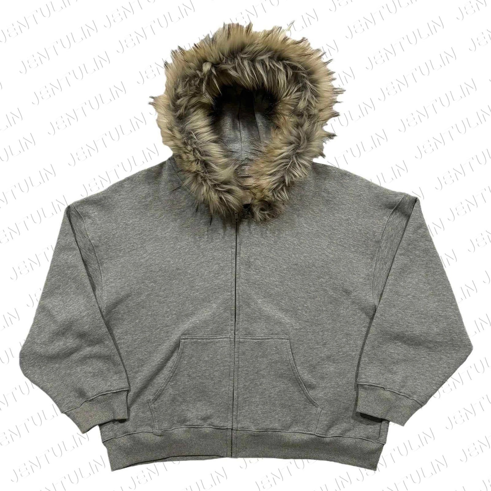Y2K Zip up Hoodie Faur Collar