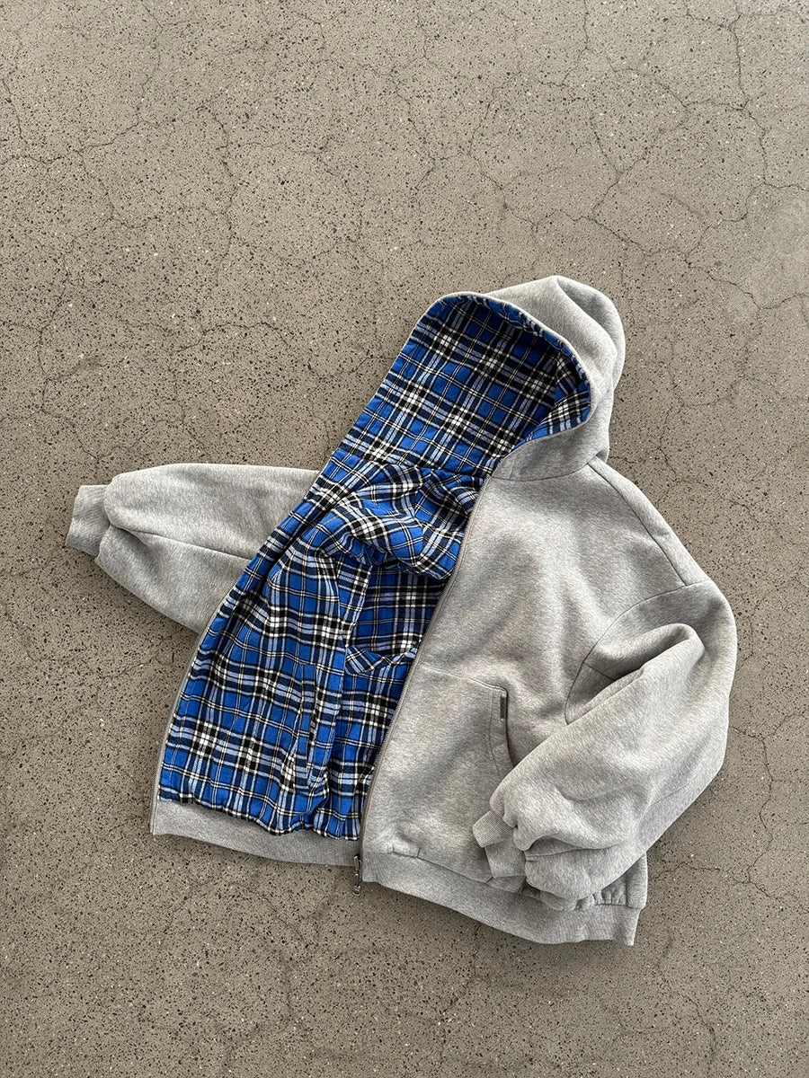 Reversible vintage plaid hoodie