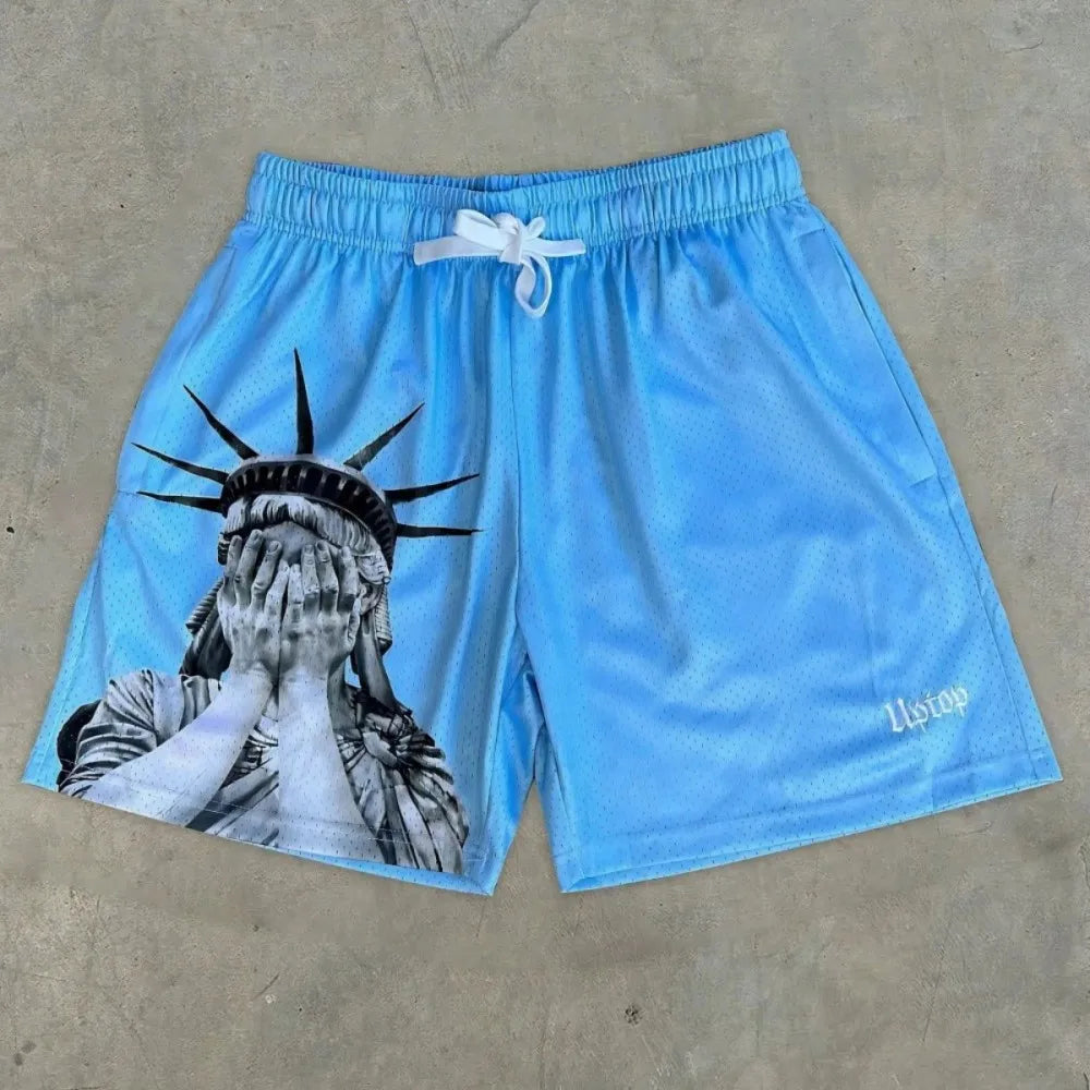 Y2K men's summer Statue of Liberty shorts