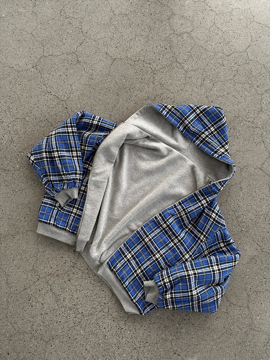 Reversible vintage plaid hoodie