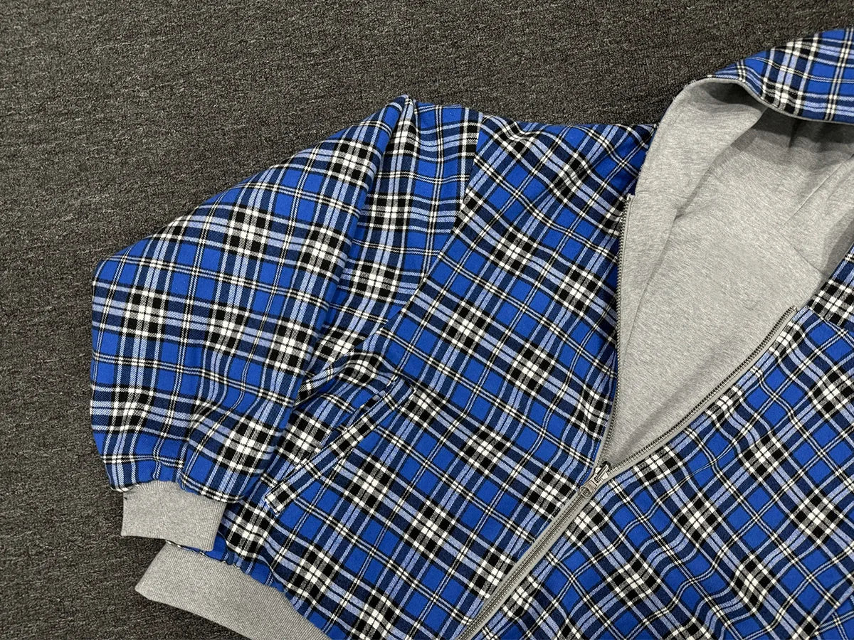 Reversible vintage plaid hoodie