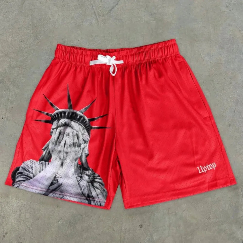Y2K men's summer Statue of Liberty shorts