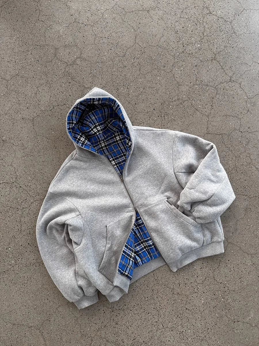 Reversible vintage plaid hoodie