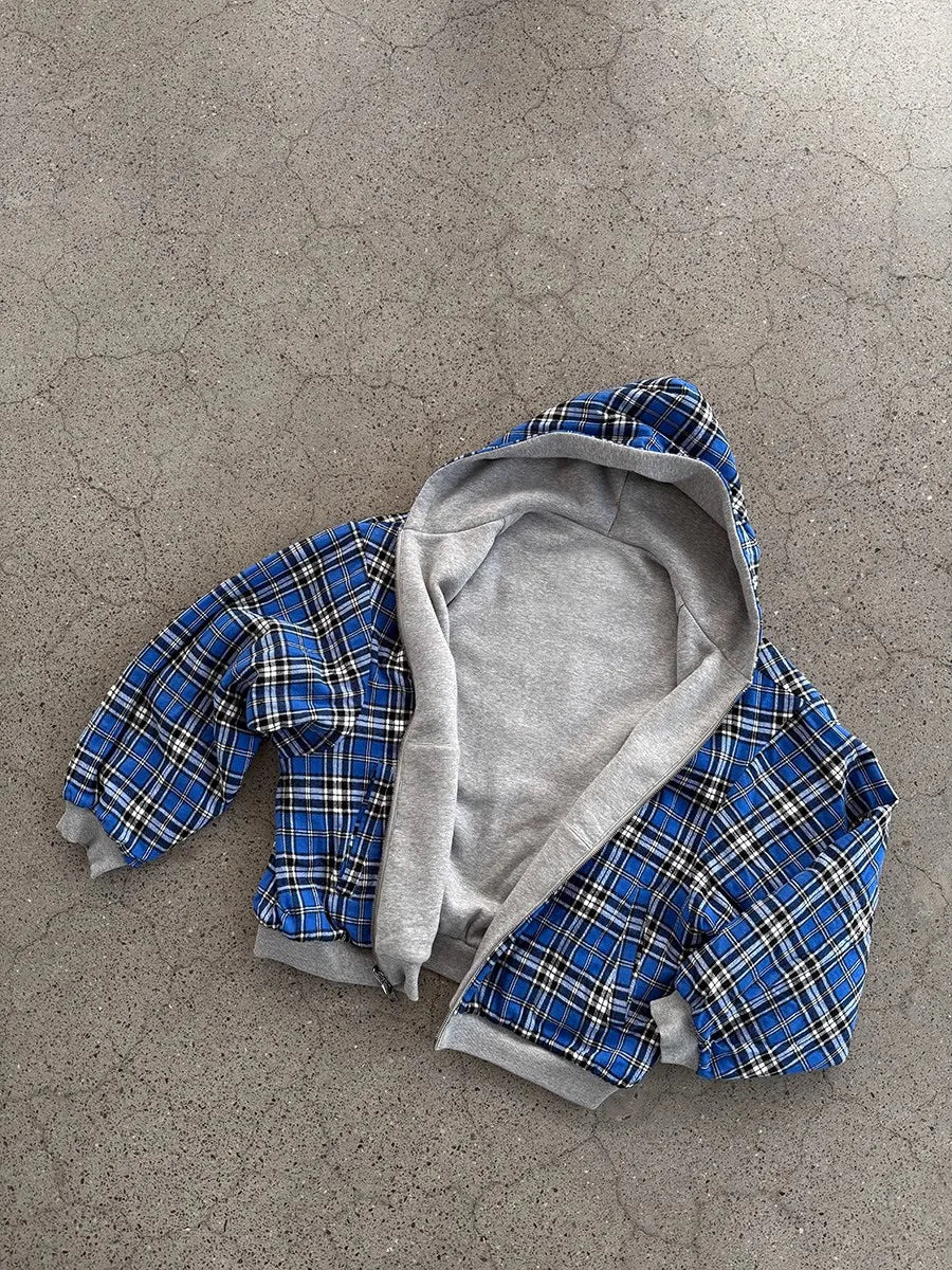 Reversible vintage plaid hoodie