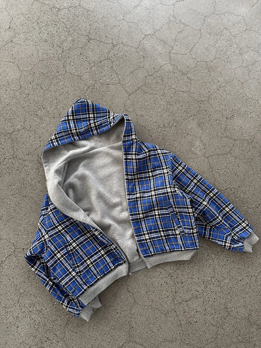 Reversible vintage plaid hoodie