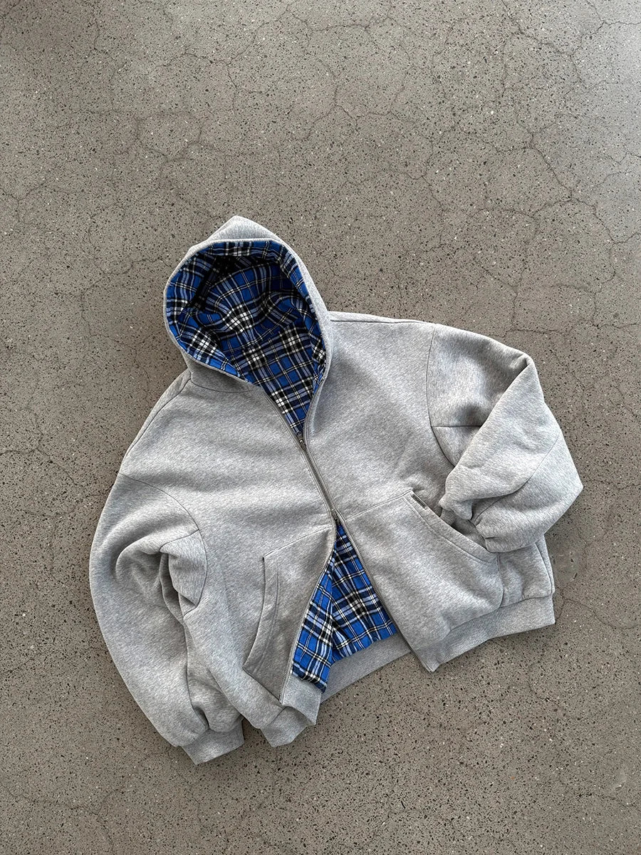 Reversible vintage plaid hoodie