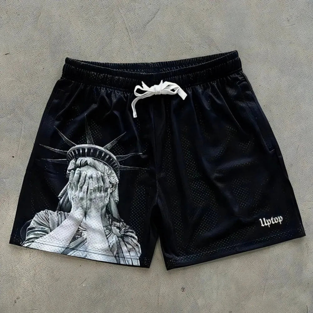 Y2K men's summer Statue of Liberty shorts